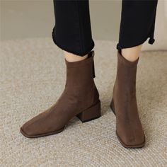 Going Out Shoes, Booties For Women, Chunky Heel, Chunky Heels, Low Heels, Suede Leather, Business Casual, Block Heels, Going Out