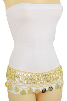 Style : Fashion Indian ethnic style Moroccan Belly dance look / High waist or HipCondition : Brand NewColor : Gold metal chain links waistband and coin charms Size: One Size Belt Small - Large Waist Size: About 28" - 41" Belt Width : About 4" dropVery Special Fashionable Belt Brand New Trendy Women Ethnic Waistband Zumba Dance Class Ladies Fashion Sexy Belt - day or night classic look or party time Brand new sexy fun and edgy fashion special and unique stylish belt Ladies Fashion Fancy Casual / Fancy Casual, Zumba Dance, Fashion Indian, Chain Links, Metal Chain Link, Dance Class, Cross Charms, Ethnic Style, Wide Waistband