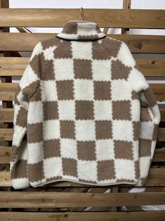 Women's Checkered Sherpa Jacket Plaid Patchwork Warm Fleece Jacket Coat Fall Plaid Patchwork Outerwear, Plaid Patchwork Outerwear For Fall, Plaid Fleece Jacket For Winter, Plaid Long Sleeve Fleece Jacket For Winter, Cozy White Patchwork Outerwear, Fall Patchwork Fleece Outerwear, Patchwork Fleece Outerwear For Fall, Brown Sherpa Fleece Jacket With Long Sleeves, Winter Patchwork Fleece Jacket For Cold Weather