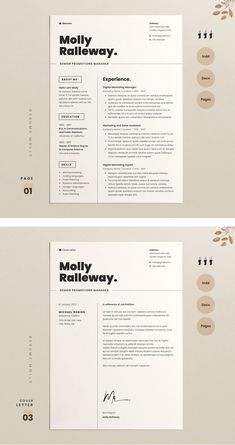 two resume templates, one in black and the other in white with brown accents