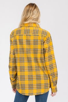 Oversized Plaid FlannelAll over patternFlat collarDual chest pockets with button closuresButton up front. Long sleevesBoyfriend FitChest Pockets60% Polyester 40% CottonMade In: CHINASize Measurement (inch): S: 20.5 (Bust), 21.0 (Waist), null (Hips), 29.5 (Length) M: 21.5 (Bust), 22.0 (Waist), null (Hips), 30.0 (Length) L: 22.5 (Bust), 23.0 (Waist), null (Hips), 30.5 (Length) XL: 23.5 (Bust), 24.0 (Waist), null (Hips), 31.3 (Length) 2XL: 25.0 (Bust), 25.5 (Waist), null (Hips), 32.0 (Length) 3XL: Fall Plaid Top With Placket, Oversized Flannel Tops With Pockets, Casual Fall Flannel Shirt With Placket, Plaid Collared Shacket With Snap Buttons, Collared Plaid Shacket With Snap Buttons, Fall Flannel Shirt With Spread Collar, Relaxed Fit Flannel Shirt With Spread Collar For Fall, Oversized Long Sleeve Flannel Shirt With Pockets, Oversized Long Sleeve Flannel Shirt With Buttons