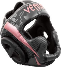 a black and pink boxing headgear on a white background