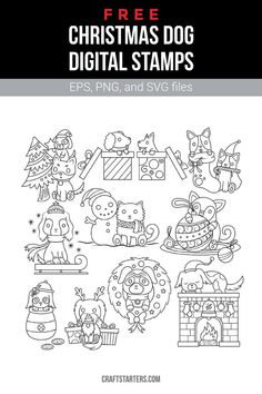 christmas dog digital stamps and svg files