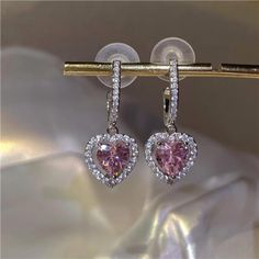 Add A Touch Of Romance To Your Ensemble With Our Pink Diamond Heart Drop Earrings. These Exquisite Earrings Feature A Delicate Heart-Shaped Design, Enhanced By The Radiant Sparkle Of Pink Simulated Diamonds That Capture The Essence Of True Elegance. Crafted With Precision, Each Earring Showcases A Stunning Arrangement Of Simulated Diamonds, Carefully Set To Maximize Their Brilliance And Provide A Captivating Glow. The Heart-Shaped Drops Dangle Gracefully, Catching The Light With Every Movement A Pearl Flowers, Pearl Love, Tassel Earring, Wedding Party Jewelry, Heart Drop Earrings, Rhinestone Heart, Stud Earrings For Women, Girls Earrings, Pink Diamond