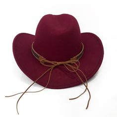 Cowboy Style Felt Hat for Women Men Winter Warm Trilby Cap Wild Brim Leaf Ribbon Jazz Cap Toca Sombrero Cap Adjustable Burgundy Felt Hat For Winter, Red Fedora For Western-themed Events, Western Style Adjustable Flat Cap, Adjustable Western Style Flat Cap, Western Mini Hats With Short Brim For Winter, Adjustable Burgundy Felt Hat With Curved Brim, Adjustable Burgundy Felt Hat With Flat Brim, Western Brown Flat Cap, Adjustable Burgundy Flat Brim Hat