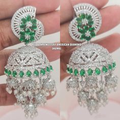 AD Jhumka Indian Silver Plated Hoop Big Jhumki Pakistani Pearl Earring for Women | eBay Green Jhumkas For Navratri, Green Fusion Style Jhumkas, Bollywood Style Hoop Earrings With Cutdana, Dangle Hand Set Jhumkas, Heavy Jhumka, Jhumka Collection, Earring For Women, Pearl Earring, Jhumka Earrings