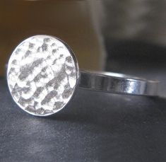 Hammered Disc Ring Modern Adjustable Hammered Stackable Rings, Modern Hammered Stackable Rings, Disc Ring, Sterling Silver Stackable Rings, Stackable Rings Silver, Hammered Band, Circle Ring, Small Gift Boxes, Stackable Ring