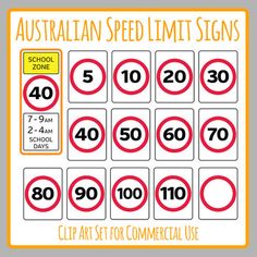 an australian speed limit sign is shown with the numbers in red, white and yellow