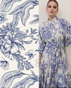 Blue Porcelain Flowers Linen Fabric - Dress, Shirt-Pajama Fabrics- (Print on desired fabric)-lr Width: 150CM-1.64 yards **The models on the mannequin are for illustrative purposes only. Linen fabric : It has a soft and draped texture. Thanks to its cottony texture, it is soft and does not show the inside. It is a useful fabric that breathes and does not sweat. The fabric, which is preferred in all seasons, can also be used in daily life. The mat has a soft texture and has the feature of ironing. Printed Abaya, Porcelain Print Dress, Porcelain Print, Summer 2025, Blue Porcelain, Porcelain Flowers, Printed Linen, Soft Texture, Dress Fabric