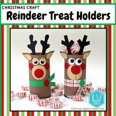 christmas craft reindeer treat holders with candy canes