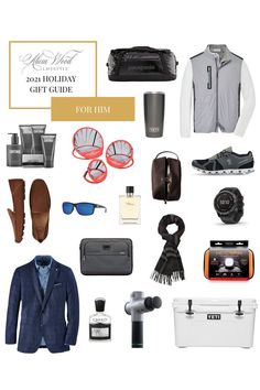 men's holiday gift guide for him, including shoes, sunglasses, and accessories