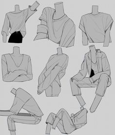 an image of some clothes that are being drawn in pencil and ink on white paper