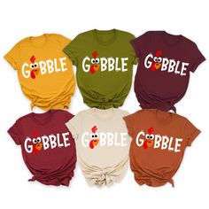 Gobble Gobble Thanksgiving Family Shirts, Turkey Shirt, Friendsgiving Shirts, Turkey Face, Thanksgiving 2022, Happy Turkey Day * Our unisex cozy shirts are soft and durable!  * Ships in 1 Business Day! * Shop with Confidence! We are a 5-Star Rated Shop operating since 2015! * Easy measuring tip: Take your favorite sweatshirt or tee, lay it on a flat surface and measure the width (armpit to armpit) and length (top to bottom), then compare with our size chart!  * Unisex, classic fit, preshrunk, po Thanksgiving Tshirt Designs, Thanksgiving Shirts For Teachers, Thanksgiving Teacher Shirts, Thanksgiving T Shirt Ideas, Friendsgiving Shirts, Thanksgiving Shirts For Kids, Thanksgiving Shirts For Family, Family Thanksgiving Shirts, Thanksgiving Tshirt Ideas For Family