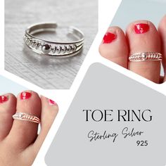 Sterling silver ring, open and adjustable for the toes, it is decorated with three fine lines and in the central part a small ball inserted between filigrees. This ring is ideal for the toes and you can also wear it on the first phalanx of the fingers.  An ideal accessory to decorate your feet on summer days and show off your sandals with a touch of glamour.  This ring is made of Sterling Silver so you can wear it at the beach and pool with full guarantee. Silver is a noble metal that lasts fore Adjustable Stamped 925 Toe Rings For Anniversary, Adjustable Nickel-free Toe Rings, Adjustable Sterling Silver Toe Rings As Gift, Adjustable Sterling Silver Toe Rings For Gift, Adjustable Silver Toe Rings For Anniversary, Silver Toe Rings Stamped 925 Open Ring, Adjustable Nickel-free Silver Toe Rings, Silver Adjustable Toe Rings Stamped 925, Adjustable Silver Toe Rings Stamped 925