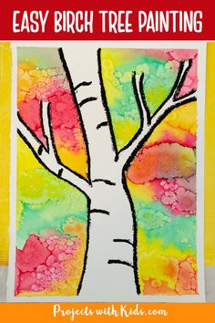 an easy birch tree painting with kids