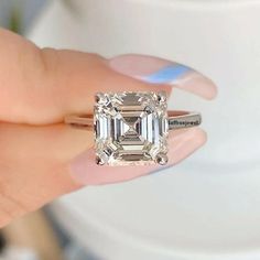 2.5 CT Asscher Cut Colorless Moissanite Engagement Ring, Solitaire Ring, Moissanite Wedding Ring, 14K Solid White Gold Asscher Cut Ring Main Stone: Lab Diamond/Moissanite Main Stone Shape: Asscher Cut Main Stone Weight: 2.5 CT(Approx) ✶ Customized your desired jewelry with us ✶  ● SaffronJewel happily accepts customized or personalized orders from our customers. ● We can make jewelry in 10K, 14K, 18K Gold. ● We can make it in 925 Sterling Silver. ● Metal tones can be Yellow, Rose, and White. ● W Asscher Cut Engagement Rings, Asscher Cut Ring, Asscher Cut Diamond, Simulated Diamond Rings, Moissanite Engagement Ring Solitaire, Moissanite Diamond Rings, Ring Moissanite, Moissanite Wedding Rings, Asscher Cut