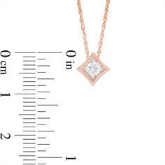 Create a sensation with this sparkling diamond pendant and stud earrings set. Crafted precious 10K rose gold, the pendant features a 1/10 ct. diamond solitaire in a polished concave tilted square frame suspended along an 18.0-inch box chain that secures with a spring-ring clasp. The coordinating concave tilted square post earrings - each showcasing a 1/15 ct. diamond solitaire - secure comfortably with friction backs. Radiant with 1/4 ct. t.w. of diamonds and a brilliant buffed luster, this glistening ensemble arrives beautifully boxed and ready for giving. Rose Gold Diamond Cut Diamond Necklace, Rose Gold Diamond Cut Fine Jewelry Necklace, Rose Gold Diamond Cut Necklace In Fine Jewelry Style, Rose Gold Diamond Cut Necklace For Anniversary, Fine Jewelry Rose Gold Diamond Cut Necklace, Rose Gold Diamond-shaped Jewelry For Anniversary, Peoples Jewellers, Sparkling Diamond, Square Pendant