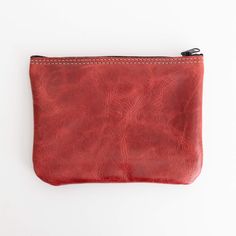 perfect pouch unisex zipper bag - handmade leather - cardinal front view Versatile Leather Pouch With Interior Card Slots, Classic Red Leather Coin Purse, Versatile Leather Pouch Coin Purse, Versatile Leather Coin Purse Pouch, Leather Clutch Pouch With Interior Card Slots, Leather Pouch With Smooth Grain For Everyday Use, Leather Pouch With Smooth Grain For Daily Use, Versatile Leather Coin Purse With Interior Card Slots, Versatile Leather Coin Purse For Daily Use