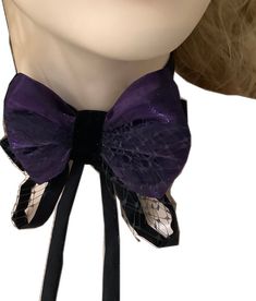 Elegant Purple Bow Tie For Party, Wedding Bow With Butterfly Knot, Party Bow Tie With Ribbon, Purple Bow Tie For Party, Black Fitted Bow For Wedding, Fitted Black Bow For Wedding, Purple Party Bow Tie, Black Ribbon Fitted Bow Tie For Party, Black Bow Tie With Butterfly Knot For Wedding