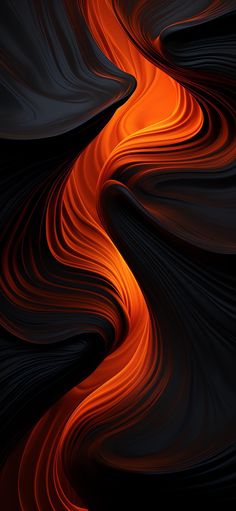 an orange and black background with wavy lines