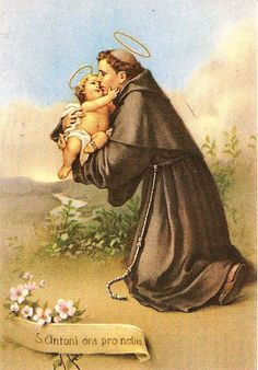 an image of a saint holding a baby in his arms with the words, don't