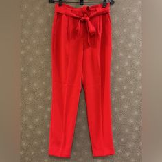 Price Is Firm New Without Tag! Beautiful Red Color!!! Red High-waisted Pants With Belt Loops, Chic Red Bottoms With Belt Loops, Chic Red Pants With Belt Loops, Red Ankle-length Pants For Party, Red Bottoms With Belt Loops For Spring, Red Pants With Belt Loops For Spring, Cute 2 Piece Outfits, Womens Black Dress Pants, Black Strapless Jumpsuit