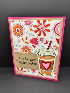 a card with a cup of coffee on it