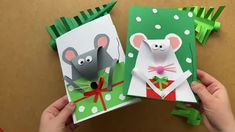 two handmade greeting cards with mouses on them