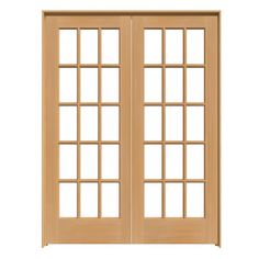 Full 15-lite pine door with true divided Lites and clear glass. Flexibility to paint or stain door the color of your choice or to enjoy natural changes to wood color over time. Trimmable allowance of 1/4 in at door bottom only to preserve bore and hinge placement. Includes one right-hand opening door and one left-hand opening door that engage in the middle. Door is prehung in frame for easy installation. 5-year limited warranty. RELIABILT 60-in x 80-in Unfinished Pine Wood 15-lite Clear Glass Pr French Door Hardware, Interior French Door, Pine Interior Doors, Contemporary Door, Stained Doors, Pine Doors, Contemporary Doors, Double French Doors, French Doors Patio