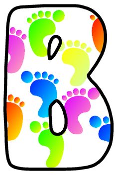 the letter b is made up of colorful footprints