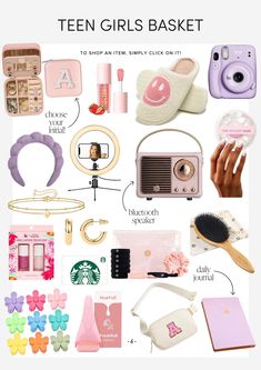 Teenagers are so hard to shop for, so I've put together a list of gift ideas for teen girls! Teen girl Easter basket ideas. Gift ideas for teen girls. Gift  ideas for girls. Follow comestayawhile for authentic, achievable DIY home projects from a self taught mom Comestayawhile posts neutral home decor inspo, cute casual fashion finds, simplified beauty products, spring styling tips, gift guides, and more Amandalovesamazon posts spring home, kids easter basket ideas, easter fashion for the family Gift Basket Ideas Teen Girl, Teenager Girl Gift Ideas, Gift Basket Ideas For Girls Teenagers, Teen Girl Gift Basket Ideas, Gift Baskets For Teenage Girl, Gift Basket Ideas For Teenage Girl, Bo Basket, Teenager Easter Basket Ideas, Spring Basket Ideas