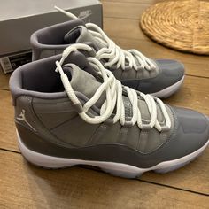 Air Jordan 11 Retro Medium Grey Men’s 9 Women’s 10.5 Never Worn Comes In Original Box Gray Lace-up Basketball Shoes With Air Cushioning, Gray Jordan Lace-up Shoes With Air Cushioning, Gray Jordan Shoes With Air Cushioning And Lace-up, Gray Lace-up Jordan Shoes With Air Cushioning, Jordan 11 Cool Grey, Jordan Grey, Xmas List, Air Jordan 11 Retro, Shoes Air