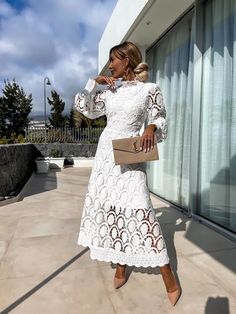 Color: White, Size: XXL Lace Summer Dresses, Patchwork Dress, Types Of Skirts, British Indian, White Rose, Top Trends, Summer Sale, Garden Party, Summer Wedding