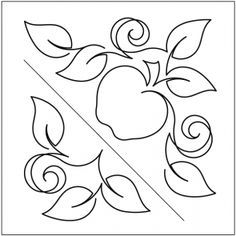 an apple with leaves and swirls is shown in the shape of a rectangle