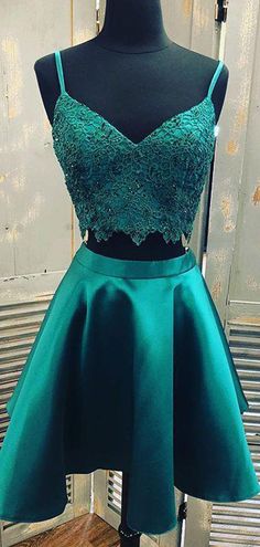 Teal Green Spaghetti Strap Two Piece Lace Satin Homecoming Dresses This homecoming dress could be custom made, there are no extra cost to do custom size and color. Description of dress 1, Material:satin,lace 2, Color: picture color or other colors, there are 126 colors are available, please contact us for more colors, please ask for fabric swatch 3, Size: standard size or custom size, if dress is custom made, we need to size as following bust______ cm/inch waist______cm/inch hip:_______cm/inch s Homecoming Dresses Dark Green, Backless Lace Top, Dresses Dark Green, Green Spaghetti, Cheap Homecoming Dresses, Satin Homecoming Dress, Two Piece Homecoming Dress, Prom Dresses Two Piece, Eve Outfit