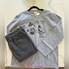 New Men’s Size, Large, Snoopy Sweatshirt, And Sweatpants. Snoopy Pjs, Snoopy Sweatshirt, Snoopy Sweater, Purple Crewneck, Candle Pedestal, Grey Sweats, Blue Crewneck, 2025 Vision, Holiday Sweatshirt