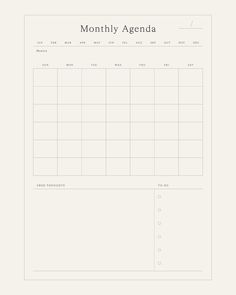 Monthly Agenda - Worksheet plannerfree #plannerpages #commonplanner. Agenda Template Design, Journal Page Template, Work Planner Ideas, Planner Setup Ideas, Monthly Planner Ideas, Planner Page Ideas, Agenda Design, Holistic Branding, Agenda Ideas