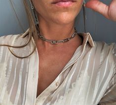 "Unisex stainless steel enlocated link chain choker, rectangle link chunky chain collar, bold peperclip adjustable choker, thick chain choker Welcome to my shop! Silver Strong stainless steel rectangle link chain choker with a little rotating link in the center! It completes your every outfit! All silver pieces are subjected to an anti-allergic process (nickel and lead-free)! PLEASE KINDLY NOTE: THIS LISTING IS FOR ONE CHOKER NECKLACE ONLY! MEASUREMENTS : I make this to be: 15.98\" (~40.5 cm) (c Modern Stainless Steel Chain Choker Necklace, Modern Stainless Steel Choker Chain Necklace, Modern Stainless Steel Chain Choker, Modern Chain Link Choker With Adjustable Chain, Modern Adjustable Chain Link Choker, Adjustable Stainless Steel Chain Choker Necklace, Adjustable Stainless Steel Choker Chain Necklace, Modern Metal Choker With Chunky Chain, Adjustable Stainless Steel Chain Choker