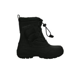 The London Fog Kenji Snow Boots provide warmth, comfort and protection for kids during cold winter weather. Elastic laces with no tying make these snow boots perfect for little ones. Easily adjust the toggle closure and tighten over snow pants to keep the cold snow out. Size: 11.  Color: Black.  Gender: male. Insulated Lace-up Boots For Winter Outdoor Activities, Black Weatherproof Lace-up Boots For Outdoor, Winter Waterproof Ankle Boots With Laces, Winter Ankle Waterproof Boots With Laces, Winter Lace-up Ankle Waterproof Boots, Winter Waterproof Boots With Laces And Round Toe, Winter Insulated Lace-up Boots For Outdoor Activities, Winter Snow Boots With Lace-up Design, Winter High-top Hiking Boots With Laces