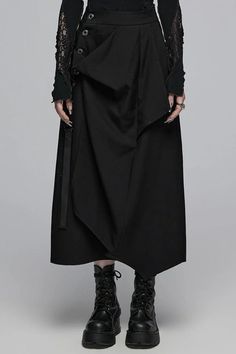 Fabric: Polyester Color: Black Feature: Irregular Style: Gothic Include: Skirt*1 (Any of the accessory is not included.) Size(IN) Length Waist Hip Hem XS 36.22 26.18 36.22 58.27 S 36.61 27.76 37.80 59.84 M 37.01 29.33 39.37 61.42 L 37.40 30.91 40.94 62.99 XL 37.80 32.48 42.52 64.57 2XL 38.19 34.06 44.09 66.14 3XL 38.58 35.63 45.67 67.72 Size(CM) Length Waist Hip Hem XS 92 66.5 92 148 S 93 70.5 96 152 M 94 74.5 100 156 L 95 78.5 104 160 XL 96 82.5 108 164 2XL 97 86.5 112 168 3XL 98 90.5 116 172 Gothic Black Bottoms With Asymmetrical Hem, Black Gothic Skirt With Asymmetrical Hem, Black Irregular Skirt For Party, Gothic Asymmetrical Skirt For Fall, Black Asymmetrical Hem Skirt For Alternative Fashion, Gothic Skirt, Gothic Princess, Punk Dress, Style Gothic