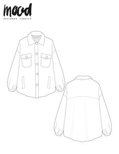 a drawing of a jacket with long sleeves and buttons on the front, in white