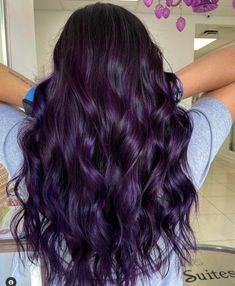 Dark Purple Hair Color, Violet Hair Colors, Purple Hair Highlights, Rambut Brunette, Purple Ombre Hair, Dark Purple Hair, Dyed Hair Purple, Plum Hair, Violet Hair