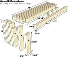 the plans for an outdoor bench are shown