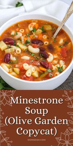 My Soup Recipes, Minestrone Soup With Italian Sausage, Hardy Soups Comfort Foods, Minastorni Soup, Ministroni Soup Recipe Italian, Minestrone Soup Recipe Olive Garden, Crockpot Minestrone Soup, Popular Soups, Fun Recipes To Make