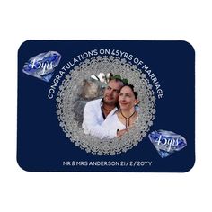 a blue card with an image of two people on it