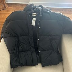 Size Xl Black Brand New Winter Coat From Abercrombie And Fitch! Never Worn. Classic Fall Puffer Jacket, Classic Fall Puffer Outerwear, Classic Fall Puffer Jacket With Pockets, Classic Winter Puffer Outerwear, Classic Puffer Outerwear For Winter, Classic Black Winter Puffer Jacket, Black Long Sleeve Puffer Jacket For Work, Winter Coat Black, Black Winter Coat