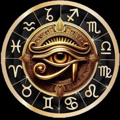 the eye of horus in gold on a black background