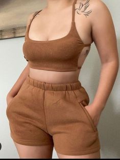 Summer Athleisure Outfits, Summer Athleisure, Athleisure Outfits Summer, Blue Bandage Dress, Sundress Outfit, Womens Fashion Casual Summer, Brown Shorts, Athleisure Outfits, Summer Style Casual