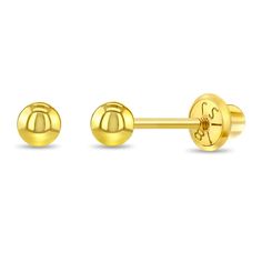 Classy, traditional, and classic, these 18k gold ball stud earrings for little girls are sure to impress! These 18k gold kids stud earrings are ideal for little girls of all ages from infant to pre-teen. Crafted in solid 18k gold for European standards, these elegant girl's ball earrings are completely safe for children with sensitive ears. These toddler stud earrings are available in 3mm, 4mm, and 5mm for varying ages of children. These quality 18k gold ball earrings feature a safety back syste Toddler Earrings, Kids Studs, Baby Earrings, Kids Rings, Thread Earrings, Ball Earrings, Subtle Elegance, Kids Earrings