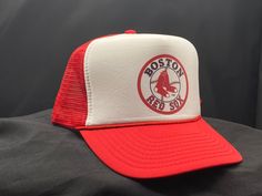 Vintage style Red Sox trucker SnapBack Casual White Winter Trucker Hat, Retro Red Trucker Hat For Sports Events, Casual Red Trucker Hat For Winter, Red Winter Trucker Hat, Casual Red Trucker Hat For Outdoor, Penderwicks Aesthetic, Red Sox Hat, Red Socks, Red Sox Baseball